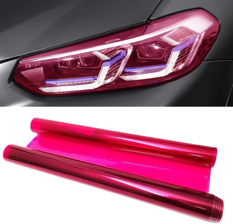 Hirificing Tint Film for Taillight Headlight Fog Light, 12×48 Inches Vinyl Self-Adhesive Car Tail Light Tape, Brake Light Headlight Cover Protection Film Color Shiny Chameleon Sticker (Pink) - Image 1